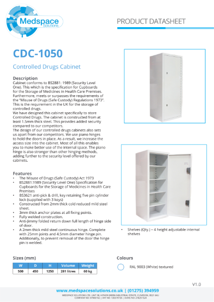 CDC-1050 - Controlled Drugs Cabinet | NBS Source