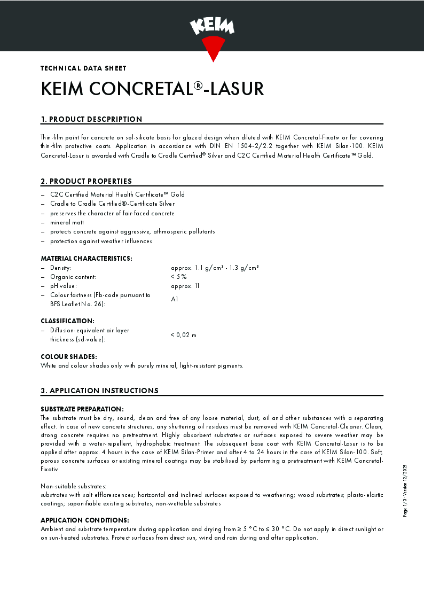 Keim Concretal Lasur Technical Data Sheet