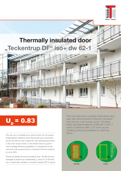 "Teckentrup DF iso+ dw 62-1 thermally broken steel door and doorset to RC2 and 38dB