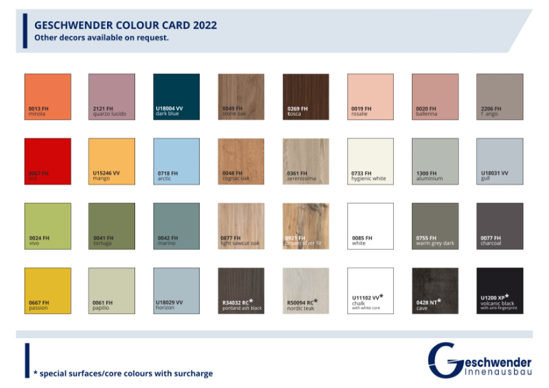 Geschwender Laminates Colour Card