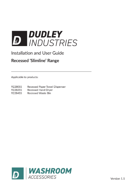 DI Installation Guide Recessed Washroom Dispensers