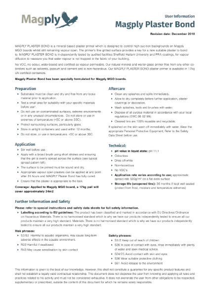 Magply Plasterbond Datasheet