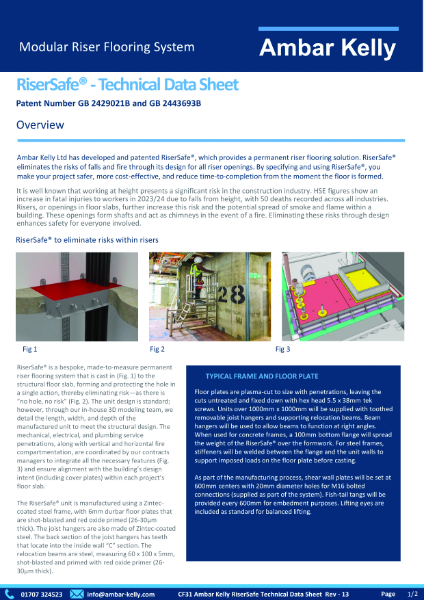 RiserSafe Modular Riser Flooring - Tec Data Sheet