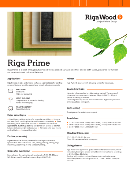 Riga Prime - Datasheet - Riga Wood