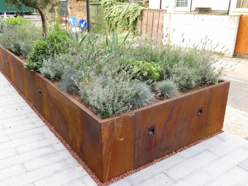 CorTen Planters for Clockwork Building