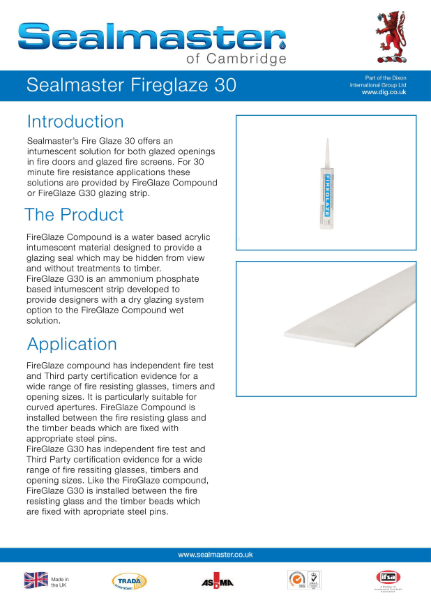 Sealmaster FireGlaze 30 Technical Data Sheet