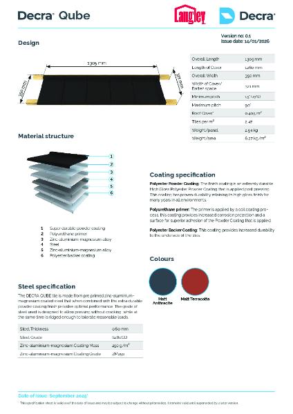Langley Decra Qube Data Sheet