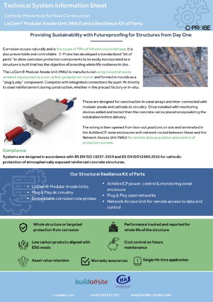 LoCem® Modular Anode Unit (MAU) - Corrosion Protection for New Infrastructure