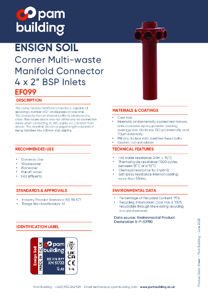 EF099 - Corner Multi-Waste Manifold