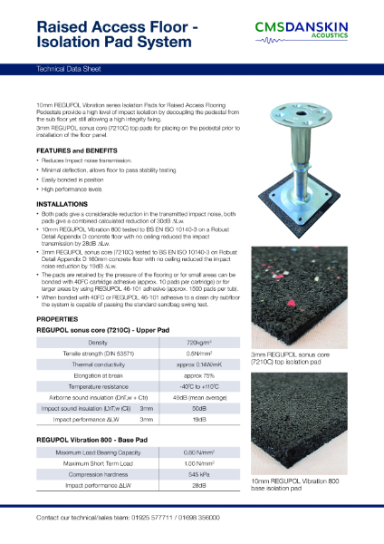 CMS Danskin Acoustics Raised Access Floor Isolation Pads - TDS issue 4 03 2024