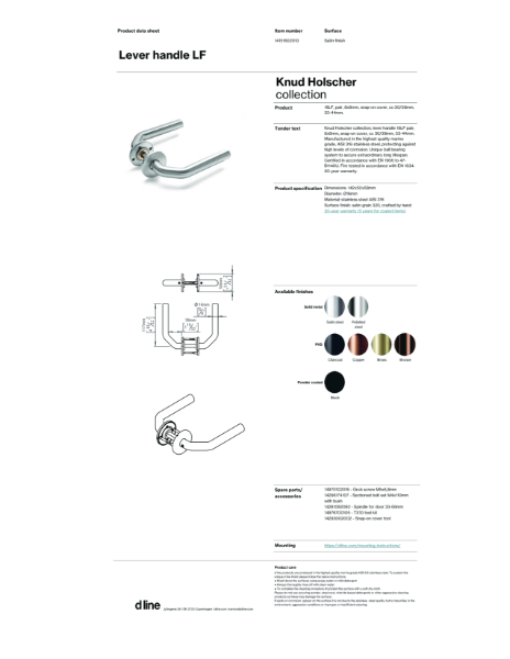 Lever handle LF (data sheet)