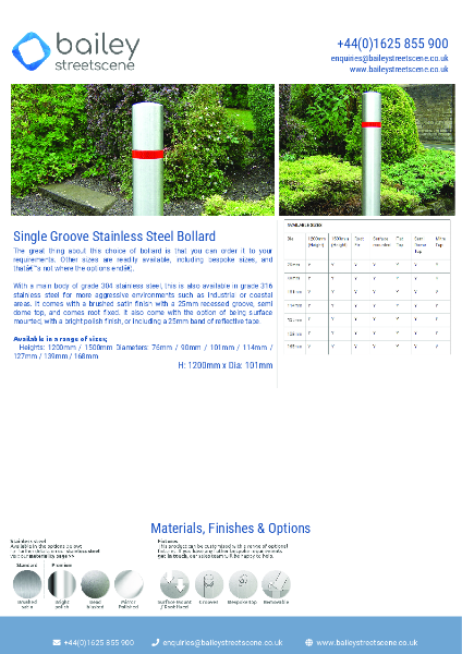 Single Groove Stainless Steel Bollard