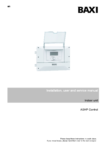 Baxi ASHP Control Installation User and Service Manual
