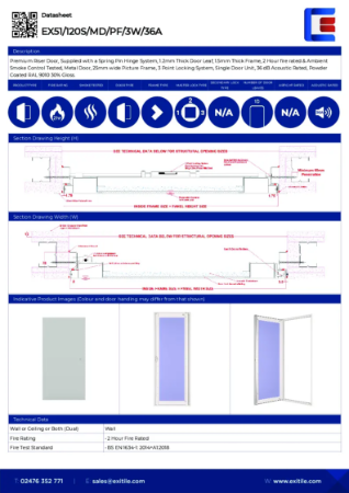 Datasheet - Riser Door (Range 51) - Picture Frame - 2 Hour Fire Rated - Smoke Tested - 36dB Acoustic