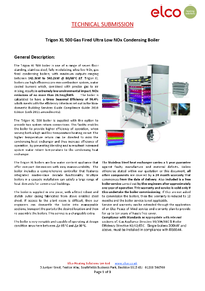 Technical Submission - Trigon XL 500 - Datasheet