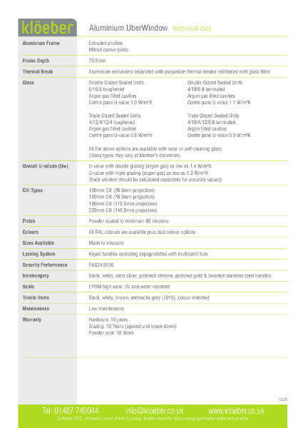 Data Sheet: Premium Aluminium Casement Window