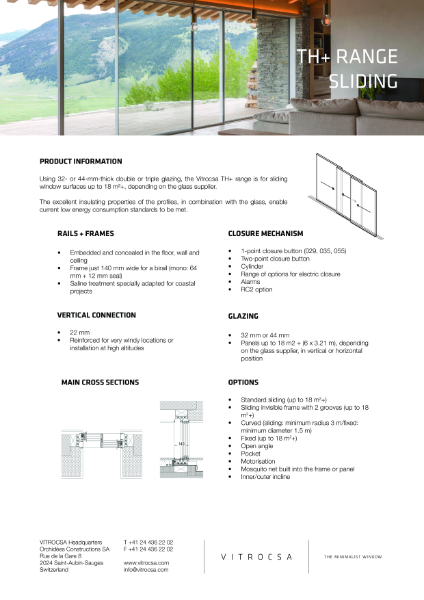 Vitrocsa TH+ RANGE Sliding Window System Data Sheet