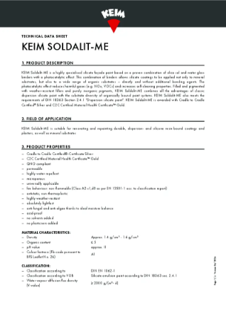 Keim Soldalit ME Technical Data Sheet