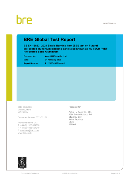 BRE Test EN 13823 test report (Futural)