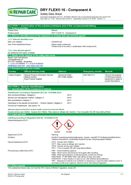 Dry Flex 16 Component A Data Sheet