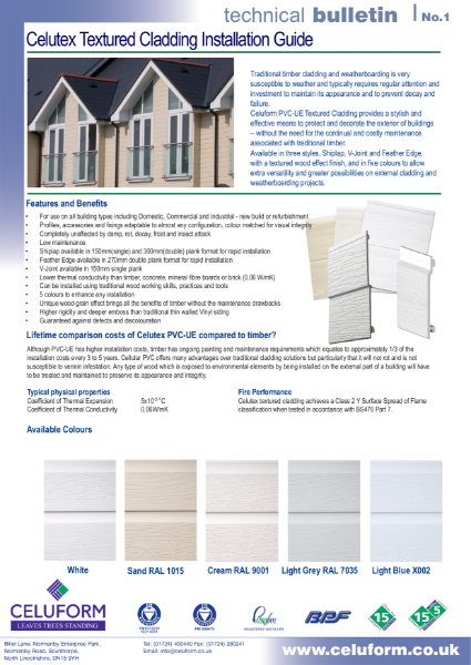 Technical Bulletin No.1 - Celutex Textured Cladding Installation Guide