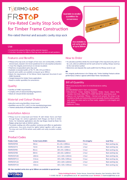 Thermo-loc FRstop for Timber Frame