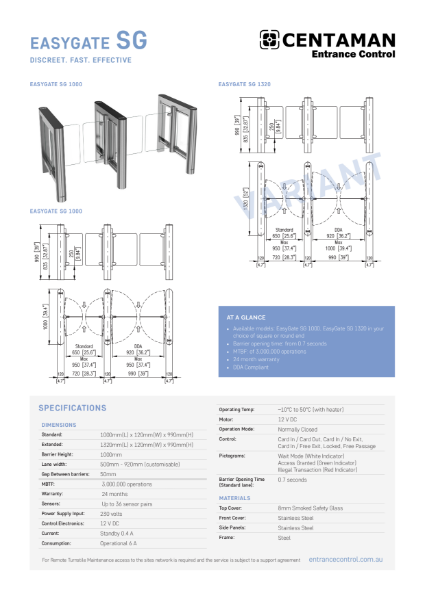 EasyGate SG - Technical specification