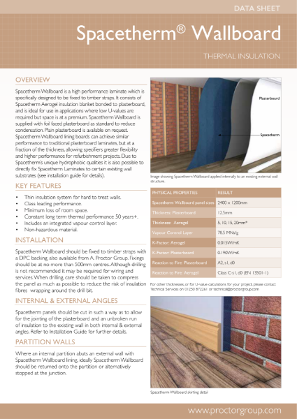 Spacetherm Wallboard Datasheet