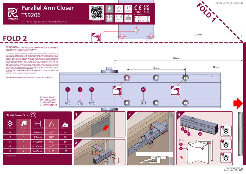 TS.9206 Fitting Instructions – Push Side (Parallel arm)