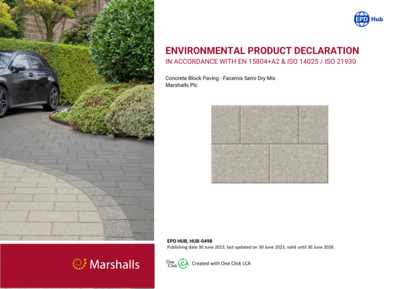 Marshalls Concrete Block Paving Facemix Semi Dry Mix EPD