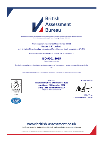 British Assessment Bureau  ISO 9001:2015
