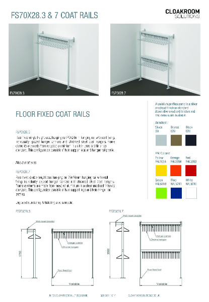 FS70x28-3 & 7 Coat Rail Data Sheet