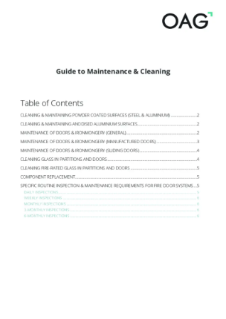 O&M Guide to Maintenance & Cleaning