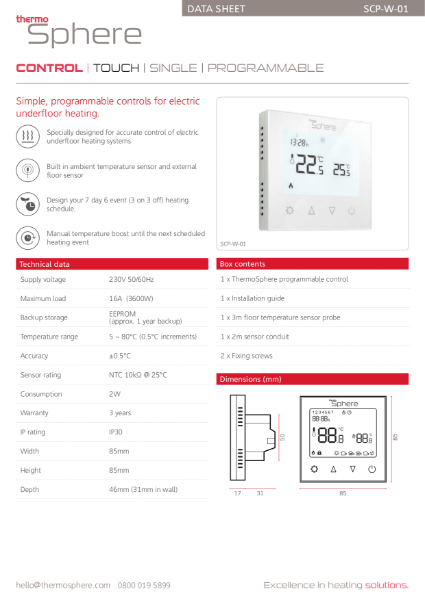 Programmable Control Thermostat - ThermoSphere