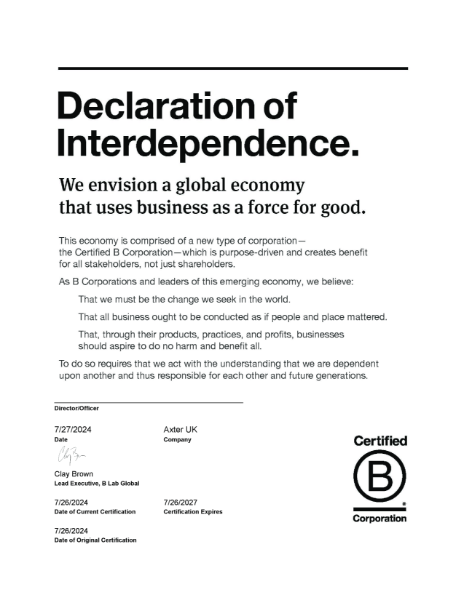 Declaration of Interdependence - Certified B Corporation