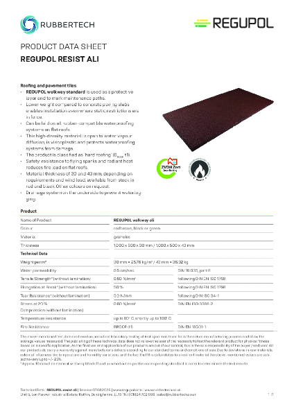 REGUPOL Walkway Standard - Data Sheet