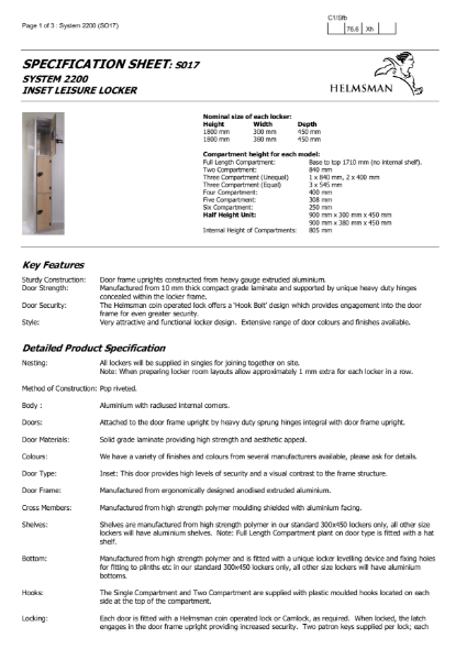 Helmsman System 2200 Lockers