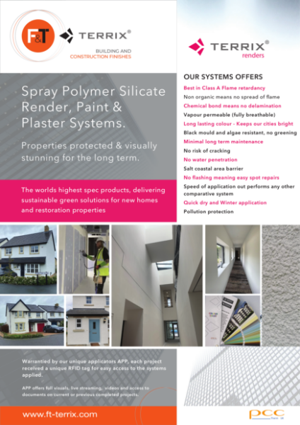 Terrix polymer silicate system for new build and restoration properties