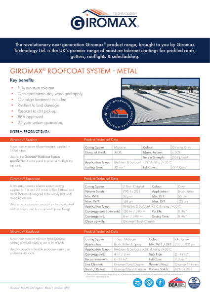 Giromax® Roofcoat METAL Specification