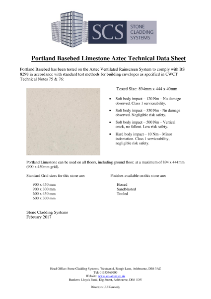 Portland Basebed Limestone Technical Data Sheet