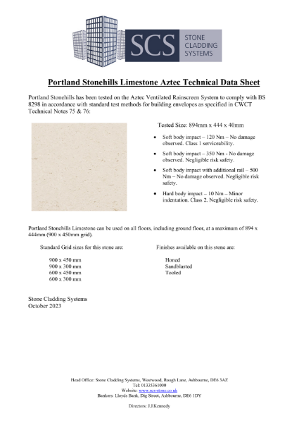 Portland Stonehills Technical Data Sheet