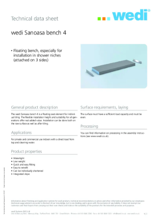 Technical data sheet - Sanoasa Bench 4