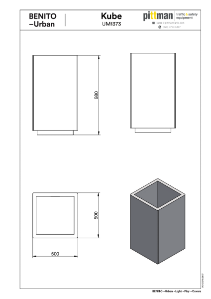Benito Kube Concrete Planter - Drawings