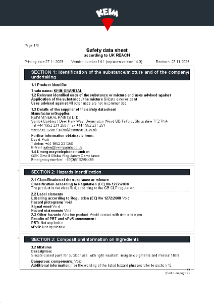 KEIM Granital Safety Data Sheet