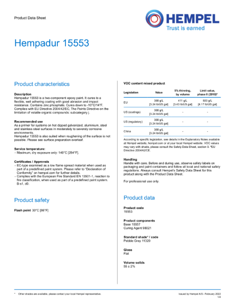Hempadur 15553 - Non Ferrous Adhesion Primer Datasheet