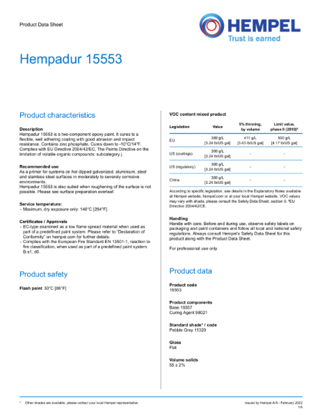 Hempadur 15553 Datasheet