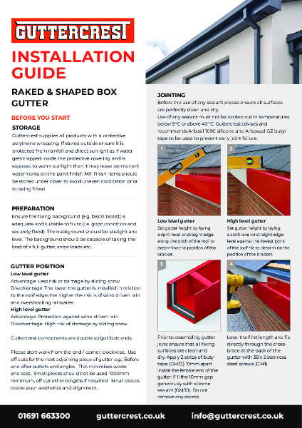 Raked and Shaped Box Gutters Fixing Guide