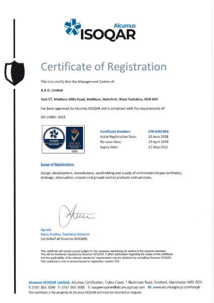 ISO 14001:2015 Certificate