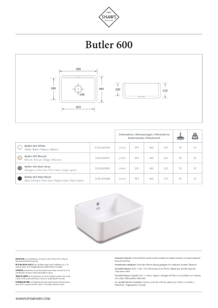 Butler 600 Kitchen Sinks - PDS