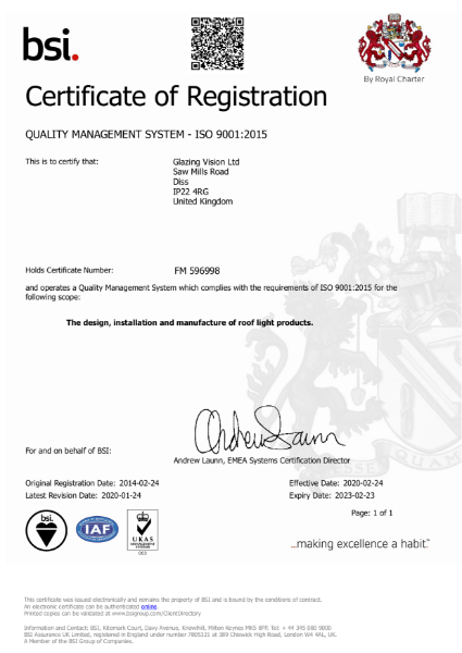 BSI ISO 9001: Certificate of Registration 